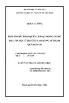 Một số giải pháp quản lí hoạt động giảng dạy tin học ở trường cao đẳng sư phạm quảng nam