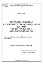 Phương pháp khai thác các kiến thức lý luận văn học trong đọc – hiểu văn bản văn học lớp 11  – chương trình nâng cao –