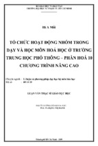 Tổ chức hoạt động nhóm tron dạy và học môn hoá học ở trường trung học phổ thông – phần hoá 10 chương trình nâng cao