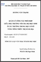 Thực trạng việc quản lý công tác phối hợp của nhà trường với cha mẹ học sinh ở các trường trung học cơ sở