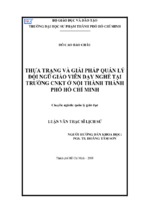 Thựa trạng và giải pháp quản lý đội ngũ giáo viên dạy nghề tại trường cnkt ở nội thành thành phố hồ chí minh