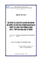Xây dựng và cách suy luận để giải nhanh hệ thống câu hỏi trắc nghiệm khách quan nhiều lựa chọn phần hiđrocacbon lớp 11 thpt  ban khoa học tự nhiên”