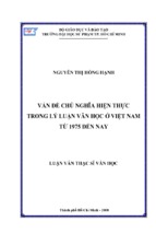 Vấn đề chủ nghĩa hiện thực trong lý luận văn học ở việt nam từ 1975 đến nay