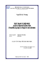 Thực trạng và biện pháp quản lý đội ngũ giảng viên ở trường đại học sư phạm tp.hồ chí minh