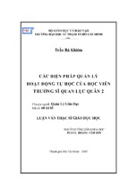 Các biện pháp quản lý hoạt động tự học của học viên trường sĩ quan lục quân 2