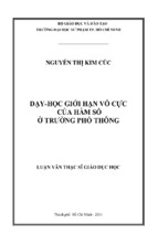 Dạy học giới hạn vô cực của hàm số ở trường phổ thông