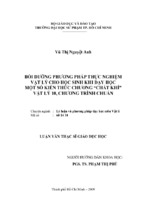 Bồi dưỡng phương pháp thực nghiệm vật lý cho học sinh khi dạy học một số kiến thức chương “chất khí” vật lý 10, chương trình chuẩn