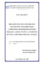 Réflexion sur l’influence des sons anglais et ou vietnamiens dans l’apprentissage de prononciation du français – langue vivante 2 – des élèves de 10e  du lycée thoại ngọc hầu, an giang