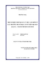 Một số biện pháp quản lý việc làm điểm ở các trường trung học cơ sở trên địa bàn quận 6 – thành phố hồ chí minh