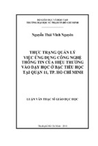 Thực trạng quản lý việc ứng dụng công nghệ thông tin của hiệu trưởng vào dạy học ở bậc tiểu học tại quận 11, tp. hồ chí minh