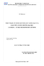 Thực trạng tự đánh giá năng lực giảng dạy của giáo viên cơ sở ii trường đại học lao động – xã hội thành phố hồ chí minh