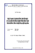 Thực trạng và định hướng chuyển dịch cơ cấu kinh tế nông nghiệp tỉnh đồng tháp theo hướng công nghiệp hoá, hiện đại hoá