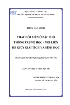 Thay đổi biến ở bậc phổ thông trung học   mối liên hệ giữa giải tích và hình học