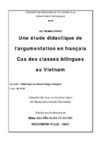 Une étude didactique de l’argumentation en français cas des classes bilingues au vietnam