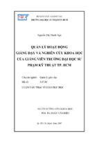 Quản lý hoạt động giảng dạy và nghiên cứu khoa học của giảng viên trường đại học sư phạm kỹ thuật tp. hcm