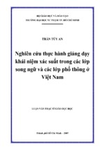 Nghiên cứu thực hành giảng dạy khái niệm xác suất trong các lớp song ngữ và các lớp phổ thông ở việt nam