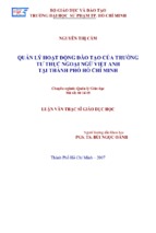 Quản lý hoạt động đào tạo của trường tư thục ngoại ngữ việt anh tại thành phố hồ chí minh