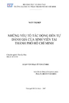 Những yếu tố tác động đến tự đánh giá của sinh viên tại thành phố hồ chí minh