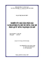 Nghiên cứu khả năng phân huỷ các hợp chất cacbuahydro của một số chủng nấm sợi phân lập từ rừng ngập mặn cần giờ