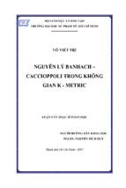 Nguyên lý banhach – caccioppoli trong không gian k   metric