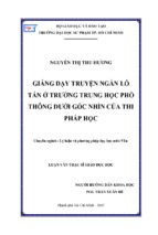 Giảng dạy truyện ngắn lỗ tấn ở trường trung học phổ thông dưới góc nhìn của thi pháp học