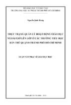 Thực trạng quản lý hoạt động giáo dục ngoài giờ lên lớp ở các trường tiểu học bán trú quận 8 thành phố hồ chí minh