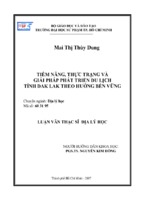 Tiềm năng, thực trạng và giải pháp phát triển du lịch tỉnh dak lak theo hướng bền vững