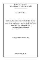 Thực trạng công tác quản lý việc phòng chống bệnh béo phì cho trẻ ở các trường mầm non tại quận bình tân thành phố hồ chí minh