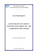 Chuyển dịch cơ cấu kinh tế tỉnh tiền giang thời kỳ 1995 – 2007 và định hướng đến năm 2020