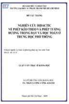 Nghiên cứu didactic về phép kéo theo và phép tương đương trong dạy và học toán ở trung học phổ thông