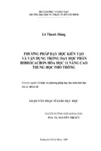 Phương pháp dạy học kiến tạo  và vận dụng trong dạy học phần hiđrocacbon hóa học 11 nâng cao trung học phổ thông