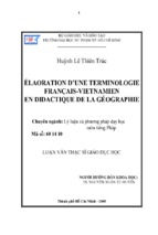 élaoration d’une terminologie français vietnamien en didactique de la géographie