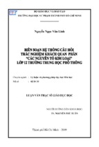 Biên soạn hệ thống câu hỏi trắc nghiệm khách quan phần “các nguyên tố kim loại” lớp 12 trường trung học phổ thông