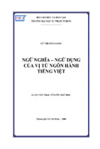 Ngữ nghĩa – ngữ dụng của vị từ ngôn hành tiếng việt