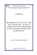 Một số biện pháp nâng cao chất lượng rèn luyện kiến thức – kĩ năng thí nghiệm trong chương trình hóa học 10 nâng cao cho học sinh theo hướng dạy học tích cực