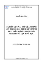 Nghiên cứu vai trò của vi sinh vật trong quá trình xử lí nước thải trên mô hình hợp khối aeroten và lọc sinh học.