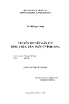 Hệ thống tư liệu có liên quan đến đời sống, tín ngưỡng và phân loại nhóm truyền thuyết gắn với các lĩnh vực trên ở vùng vĩnh long