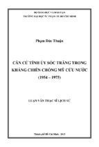 Căn cứ tỉnh ủy sóc trăng trong kháng chiến chống mỹ cứu nước (1954 – 1975)