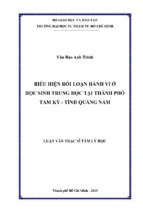 Biểu hiện rối loạn hành vi ở học sinh trung học tại thành phố tam kỳ   tỉnh quảng nam