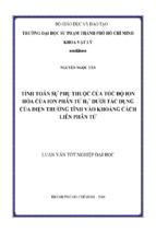 Tính toán sự phụ thuộc của tốc độ ion hóa của ion phân tử h2 + dưới tác dụng của điện trường tĩnh vào khoảng cách liên phân tử