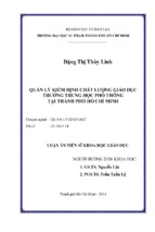 Quản lý kiểm định chất lượng giáo dục trường trung học phổ thông tại thành phố hồ chí minh