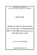 Tìm hiểu vai trò của chất điều hòa tăng trưởng thực vật để kéo dài đời sống của hoa bibi (gypsophila paniculata l.) trên phát hoa cắt rời