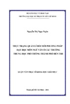 Thực trạng quản lí đổi mới phương pháp dạy học môn ngữ văn ở các trường trung học phổ thông thành phố bến tre