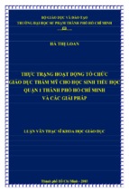 Thực trạng hoạt động tổ chức giáo dục thẩm mỹ cho học sinh tiểu học quận 1 thành phố hồ chí minh và các giải pháp