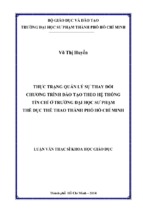 Thực trạng quản lý sự thay đổi chương trình đào tạo theo hệ thống tín chỉ ở trường đại học sư phạm