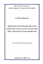 Thiết kếbài giảng môn hóa học lớp 10 theo hướng nâng cao năng lực đọc hiểu tiếng anh chuyên ngành cho học sinh