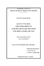 Quản lý ứng dụng công nghệ thông tin ở trường trung học phổ thông vùng đông nam bộ, việt nam