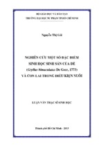 Nghiên cứu một số đặc điểm sinh học sinh sản của dế (gryllus bimaculatus de geer, 1773) và con lai trong điều kiện nuôi