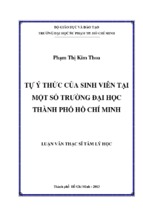 Tự ý thức của sinh viên tại một số trường đại học thành phố hồ chí minh