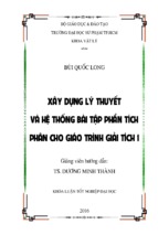 Xây dựng lý thuyết và hệ thống bài tập phần tích  phân cho giáo trình giải tích 1